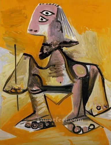 Homme accroupi 1971 Cubism Oil Paintings